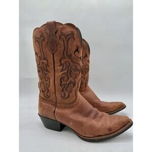 Justin Boots Women's Brown Leather Point Toe Cowboy Western Boots 10.5